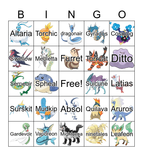 Pokemon Bingo Card