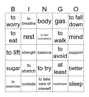 List #7 Una Vida Sana Bingo Card