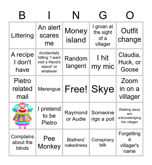 Pietro Hunt Bingo Card