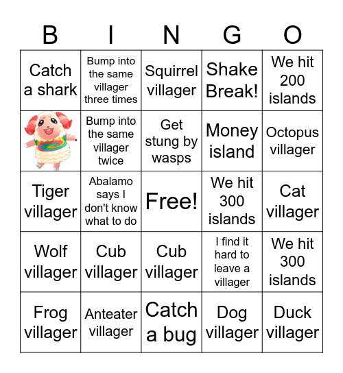 Villager Hunt Bingo Card