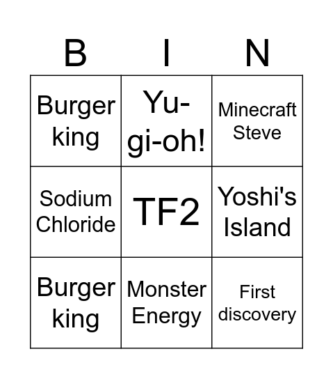 Infinite Craft Bingo Card