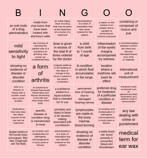 W O R D S O F T H E D A Y Bingo Card