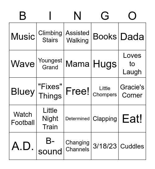 Adonis' Bingo Card