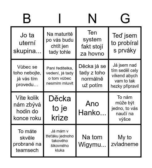 Zadel Bingo Card