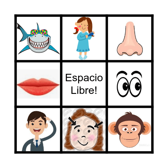 Bingo - Partes de la cara Bingo Card