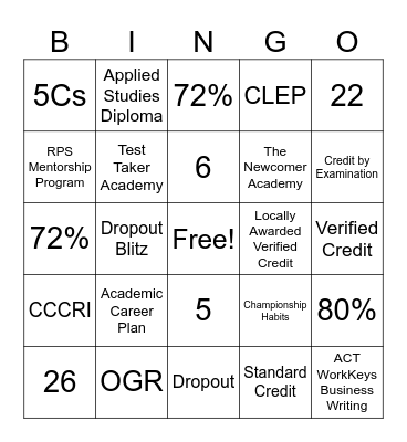 RPS Graduation Bingo! Bingo Card