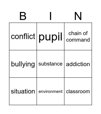 Bingo vocabulary Bingo Card