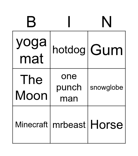 Infinite Craft Bingo Card