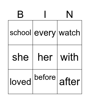 Sight Words 2 Bingo Card