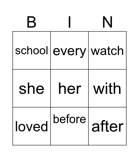 Sight Words 2 Bingo Card