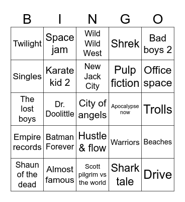The Soundtracks That Made Us Bingo Card
