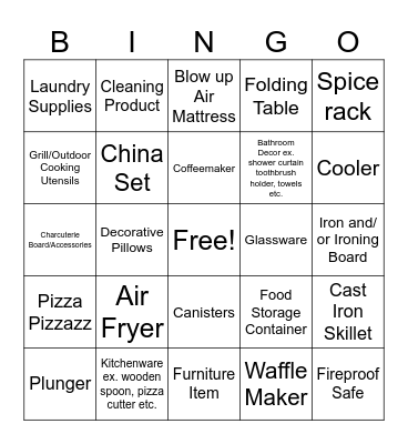 Kenzie and Silas Wedding Shower Bingo Card