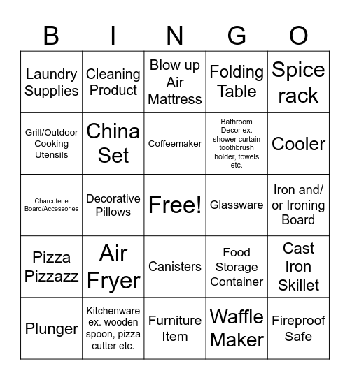 Kenzie and Silas Wedding Shower Bingo Card