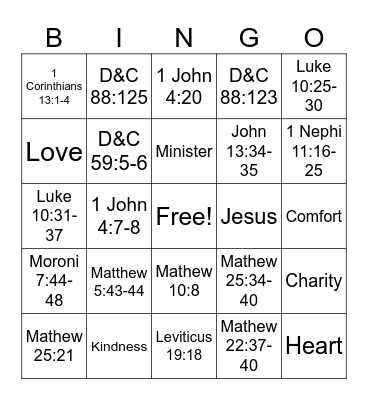 Love thy neighbor Bingo Card