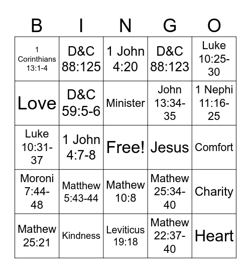 Love thy neighbor Bingo Card