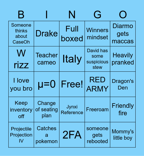 Danny o gay Bingo Card