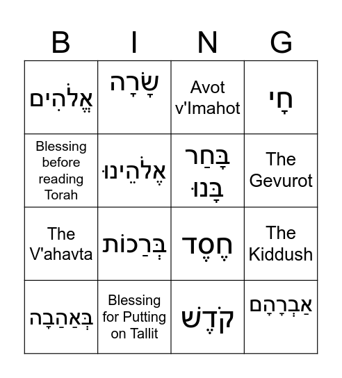 Which prayer? Bingo Card