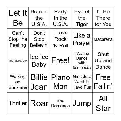 Music Bingo Card
