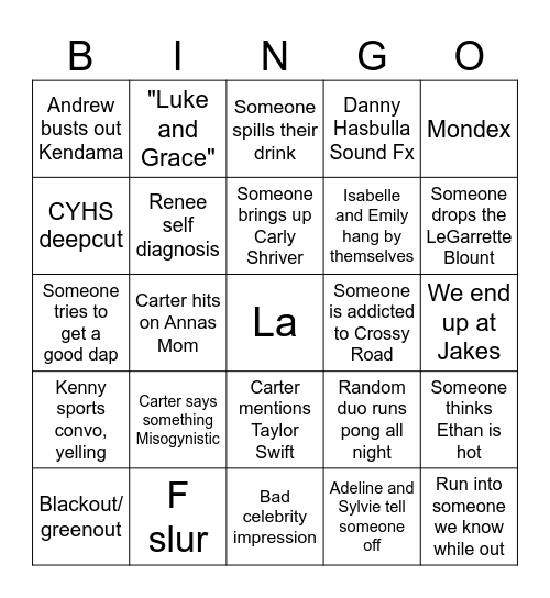 LUCKY Bingo Card