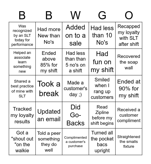 BBWGO Contest! (Cashier Edition) Bingo Card