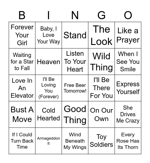1989 Bingo Card