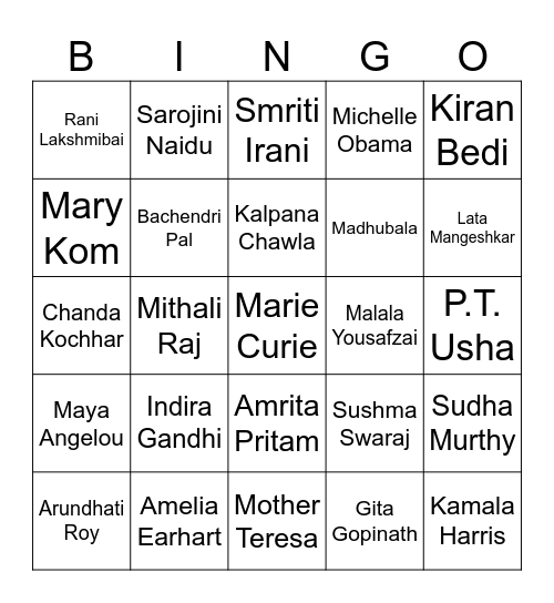 Women’s day Bingo Card