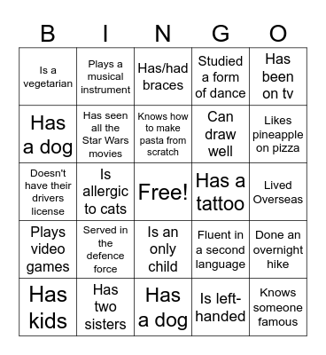 Workshop Bingo Card