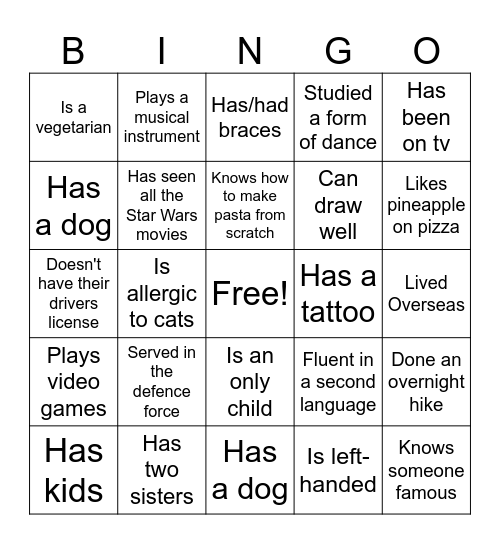 Workshop Bingo Card