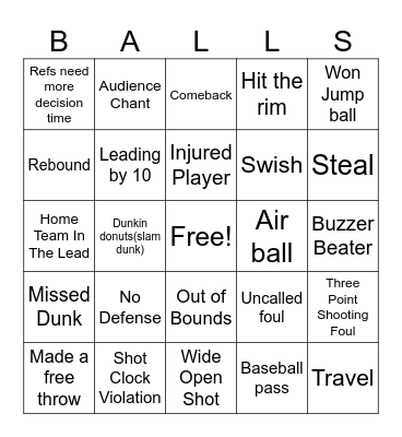 NBA Bingo Card