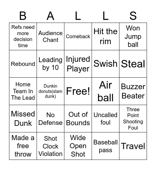 NBA Bingo Card