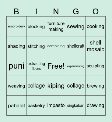 HUMANITIES 22 - BINGO Card