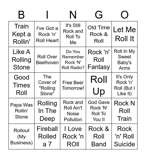 Roll With It Bingo Card