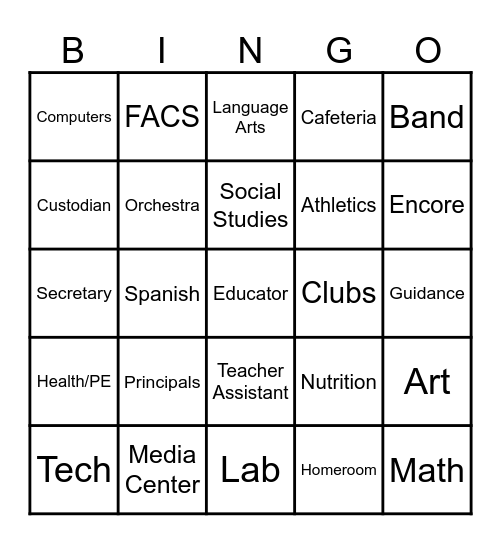 MMS Teacher Appreciation Bingo Card