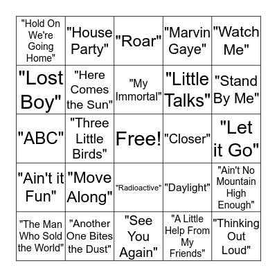 Musical Bingo Card