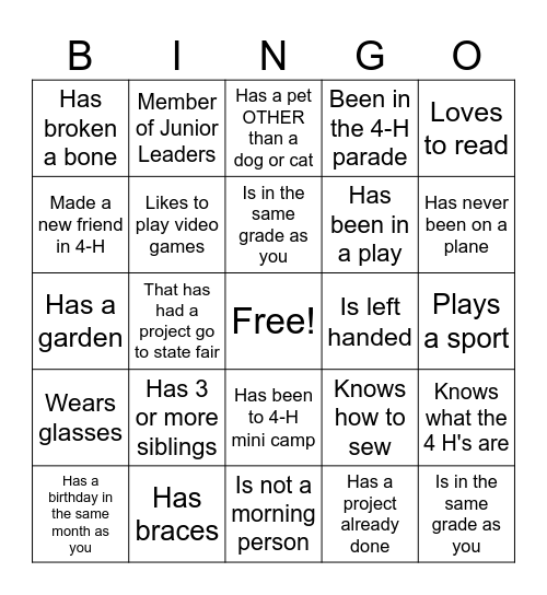 Posey Pepper Bingo Card