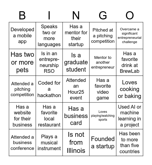 Hour25 Bingo Card