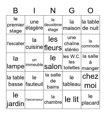 Fr 1 - C 8  -  la maison  Bingo Card