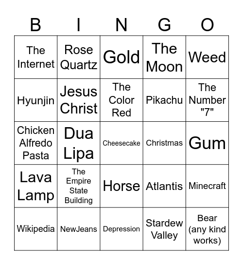 Infinite Craft Bingo Card