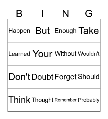 I Wanna Iguana Bingo Card