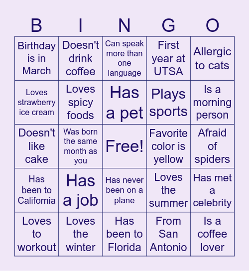 BEI Bingo Card