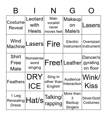 Eurovision Bingo Card