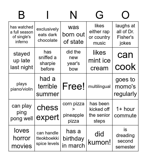 Untitled Bingo Card