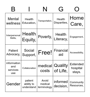 Education Access and Quality Bingo Card