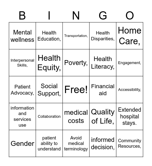 Education Access and Quality Bingo Card