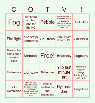 THE ACTIVITY CHECK Bingo Card