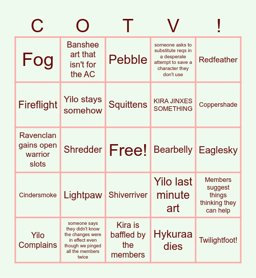 THE ACTIVITY CHECK Bingo Card