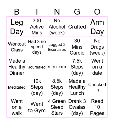 HOT GIRL BINGO Card