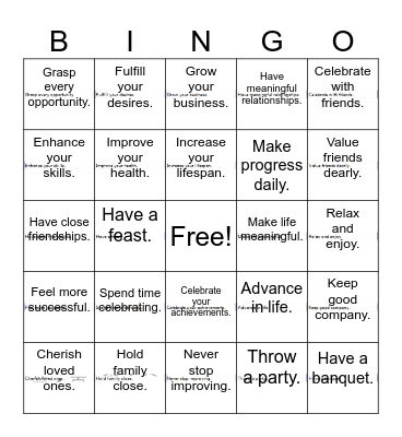 How to be Happy 123 Bingo Card