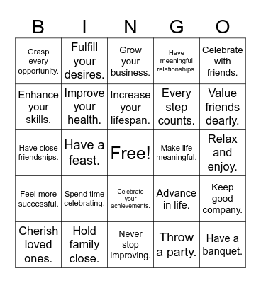 How to be Happy Step 1.2.3. Bingo Card