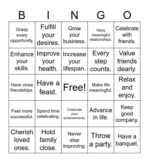 How to be Happy Step 1.2.3. Bingo Card